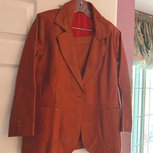 Genuine leather with stitching suit